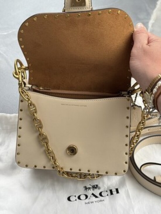 CLEAN! Coach Beat Shoulder Bag 18 Rivets Style 4600 TRIPLE STRAP Chain Leather